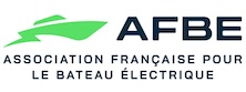 Logo with green boat and text 'AFBE, Association Française pour le Bateau Électrique'.